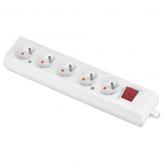 Portable socket with switch five-socket 16A 2P+Z 250V white ORNO