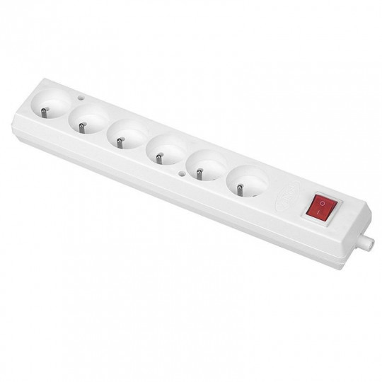 Portable socket with switch six-socket 16A 2P+Z 250V white ORNO