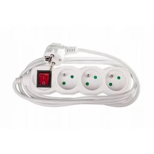 Residential extension cable 2meter 3-GN with grounding + switch P1312 Emos