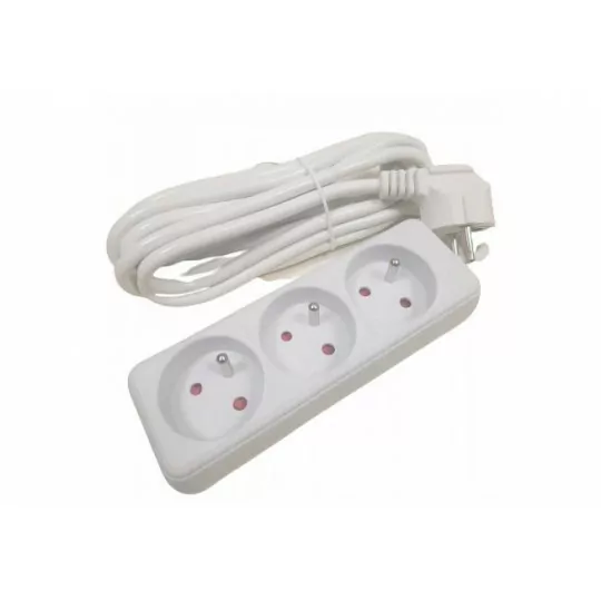 Extension cable 5m with ground 3GN 3x1 white P0315 Emos