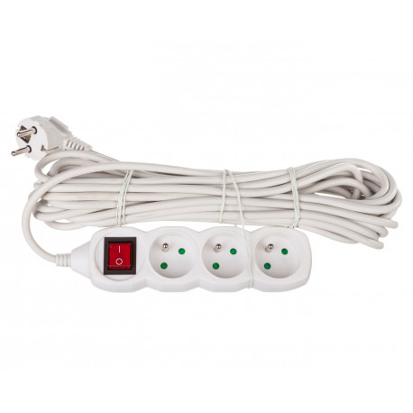 Przedłużacz mieszkaniowy 3GN/W z uziemieniem 10m 3x1 P1310 biały EMOS