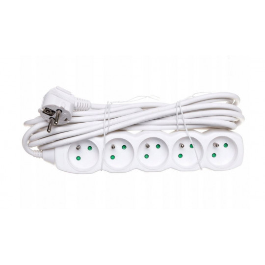 Extension cable 5-GN grounded 5m 3x1 white P0515 Emos
