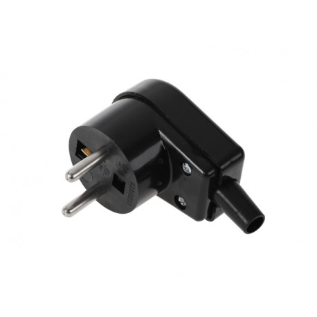 Wtyczka sieciowa kątowa 230V z uziemieniem czarna WT-20S-2 ELGOTECH