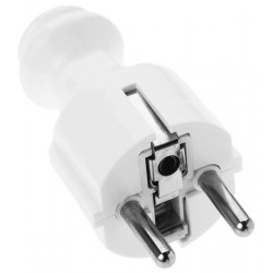 Straight 230V power plug with grounding white WT-30 ELGOTECH