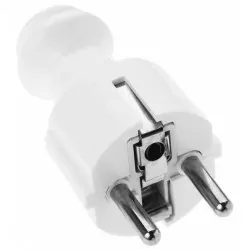 Wtyczka sieciowa prosta 230V z uziemieniem biała WT-30 ELGOTECH