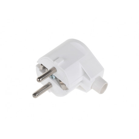 Wtyczka sieciowa kątowa 230V biała z/u WT-20
