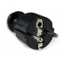 Straight 230V power plug with grounding black WT-30-2 ELGOTECH