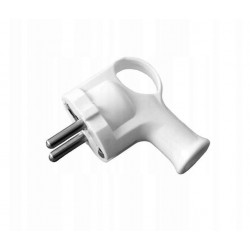 Angled 230V power plug with grounding white WT-40 ELGOTECH