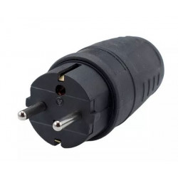 Grounded rubber plug IP44 16/250 black WT-30G Elgotech
