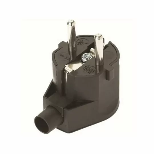 Angled power plug 230V black with grounding ELGOTECH