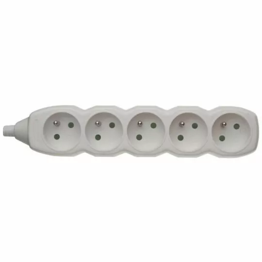 EMOS 5-socket grounded extension cord socket white