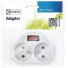 2-GN grounded plug splitter with switch white P0062 EMOS