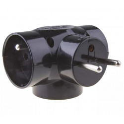 3GN grounded plug splitter black P0030 Emos