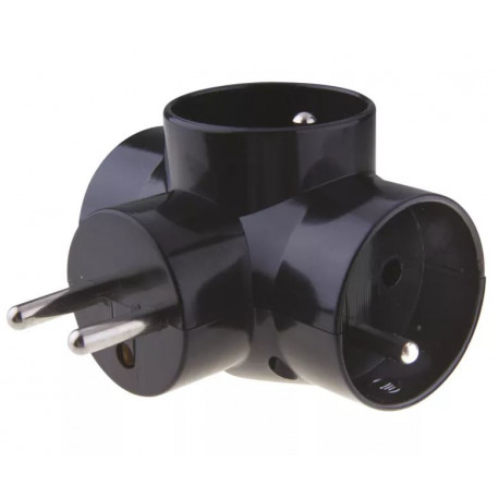 3GN grounded plug splitter black P0030 Emos