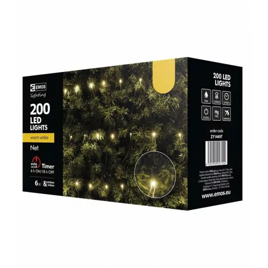 Lampki choink. siatka 200LED 3,5x1m ciepły ZY1449T