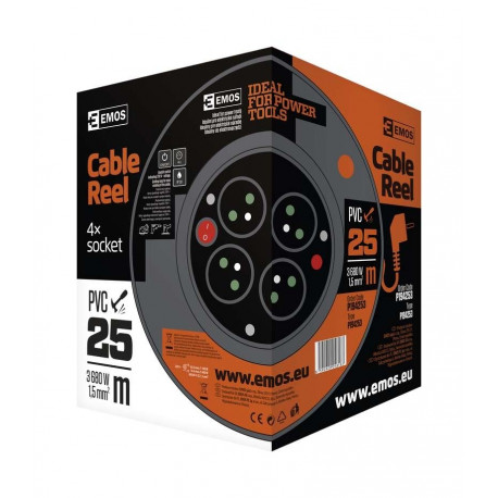 Przedłużacz bębnowy 4/GN z/u 25m 3x1,5 P194253 Emo