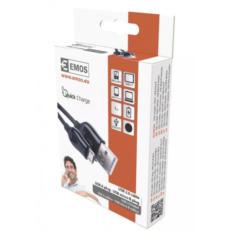 USB 2.0/microUSB cable 1m black SM7004B Emos