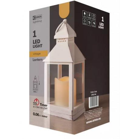 LED candle lantern 24cm 3xAAA ZY2114 white Emos