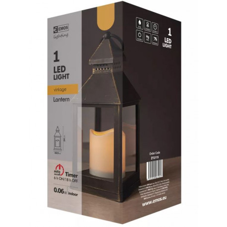 Lampion LED świeczka 24cm 3xAAA ZY2114 czarny Emos