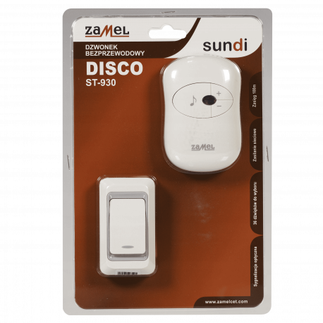 Dzwonek bezprzew. 230V ST-930 DISCO biały Zamel