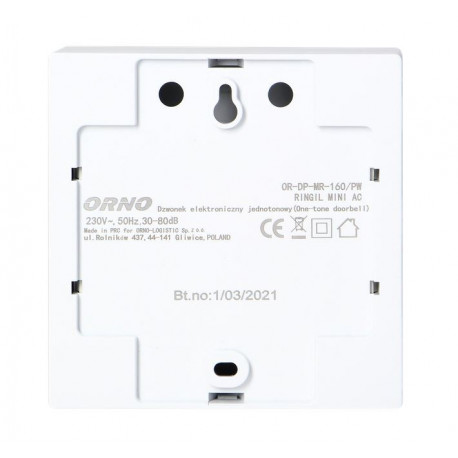 Dzwonek RINGIL MINI AC OR-DP-MR-160/PW 230V Orno