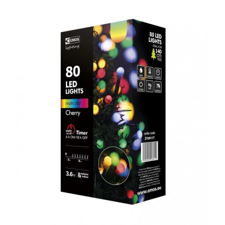 XMAS cherry 80LED ball lights 8m ZY0911T EMOS