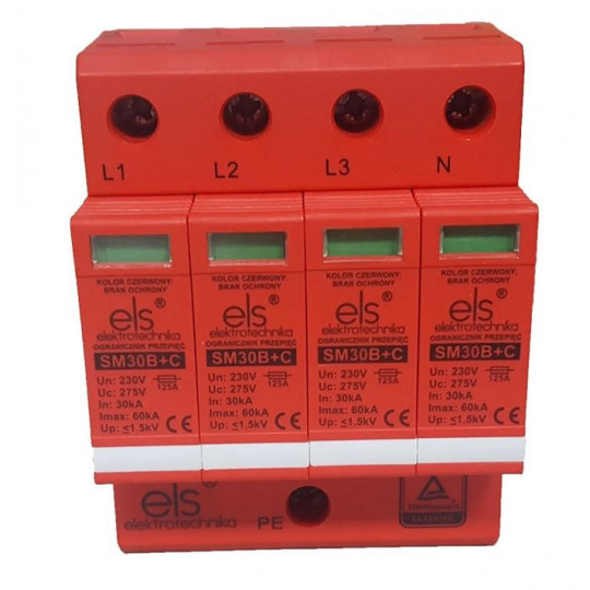 B+C 4P 60kA 1.5kV surge arrester EL30B+C ELS