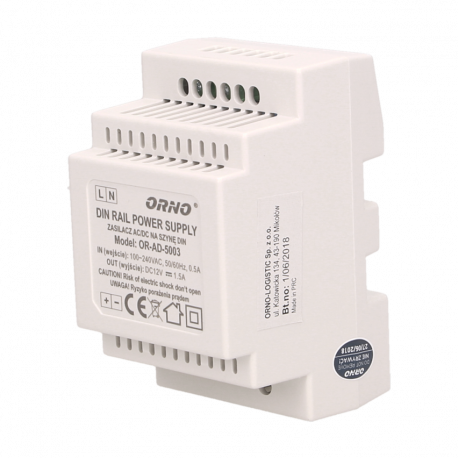 Zasilacz na szynę DIN 12V 1,5A OR-AD-5003 Orno