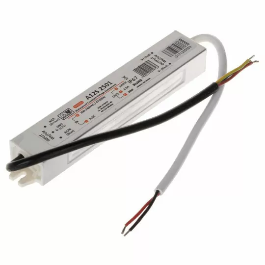 Zasilacz 230V/12V 2,5A 30W IP67 A12S 2501 Mean Well