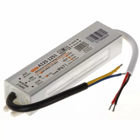 Power supply 12V 1,25A 15W IP67 AS12S 1251 Mean Well Power supply 12V 1,25A 15W IP67 AS12S 1251 Mean Well