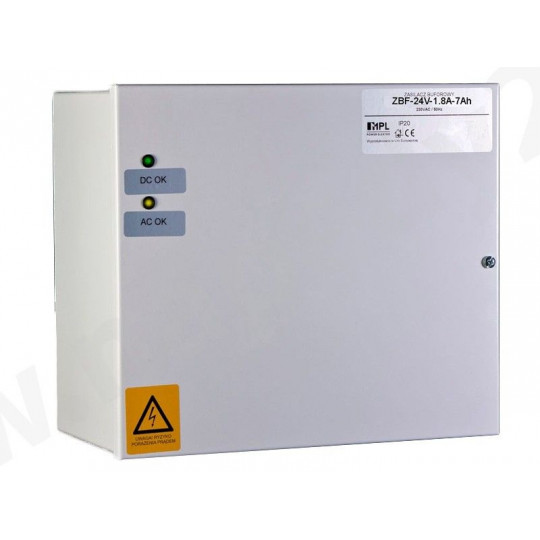 Buffer power supply in a cabinet ZBF-24V-1.2A-7AH EKO 2x12V MPL.