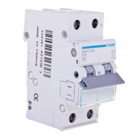 Wyłącznik nadprądowy MBN516E Hager 1+N B16A