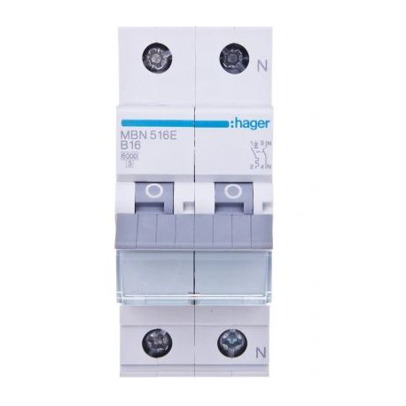 Wyłącznik nadprądowy MBN516E Hager 1+N B16A