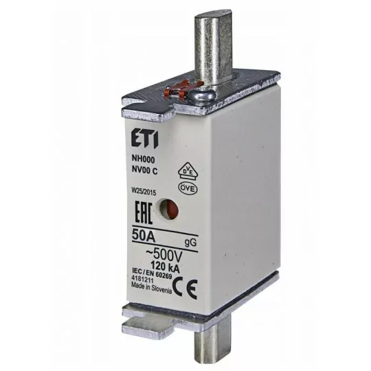 Wkładka bezpiecznikowa nożowa 50A 500V AC gG NT00C-50 Wkładka bezpiecznikowa nożowa 50A 500V AC gG NT00C-50