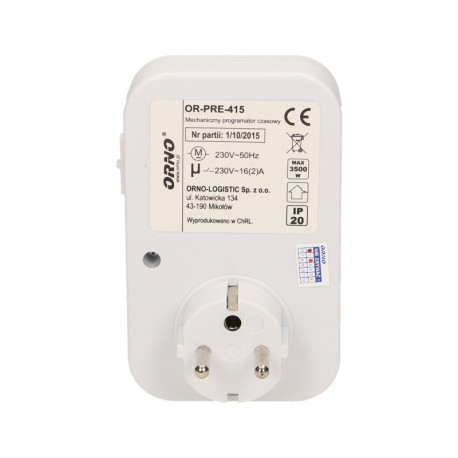 Programator czasowy mechan. dobow. OR-PRE-415 Orno