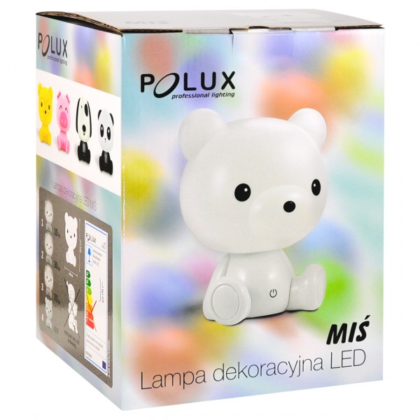 Children's LED bear night light white 2.4W 308221 Polux
