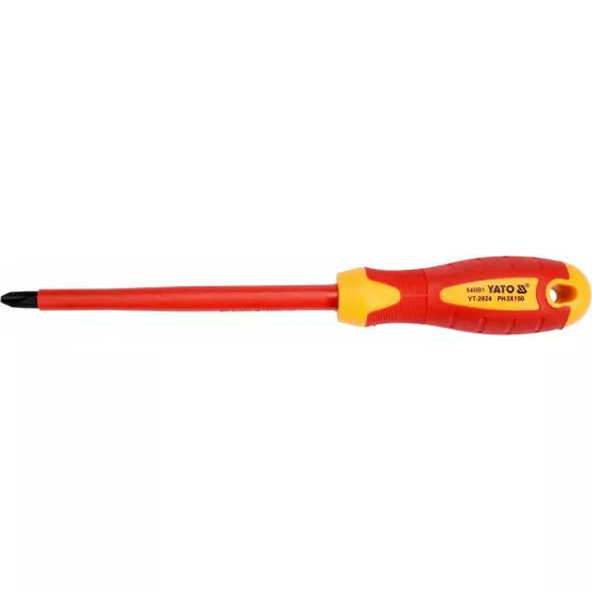 Wkrętak krzyżakowy PH3x150mm izolowany 1000V YT-2824 YATO Wkrętak krzyżakowy PH3x150mm izolowany 1000V YT-2824 YATO