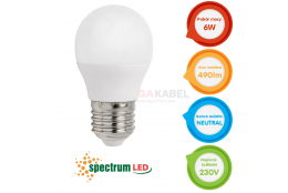 LED bulb E27 6W ball 230V NW Spectrum