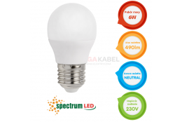 Żarówka LED E27 6W kulka 230V NW Spectrum