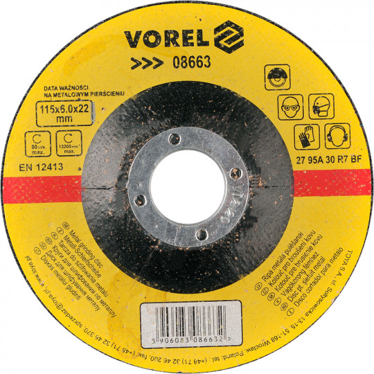 Metal grinding disc 115x6.0x22mm 08663 VOREL