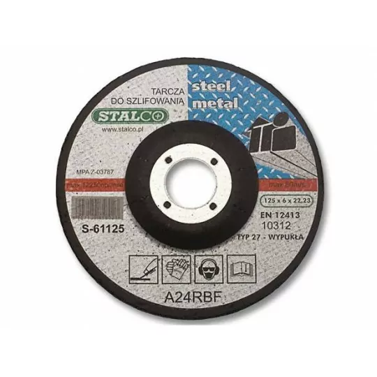 Tarcza do szlifowania metalu 125x6,0 S-61125 Stalco Tarcza do szlifowania metalu 125x6,0 S-61125 Stalco