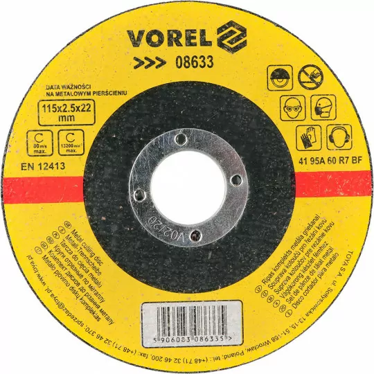 Tarcza do cięcia matalu 115x2.5x22mm 08633 VOREL