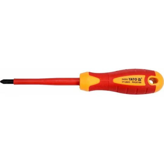 Wkrętak krzyżowy PH2x100mm izolowany 1000V YT-2823 YATO Wkrętak krzyżowy PH2x100mm izolowany 1000V YT-2823 YATO