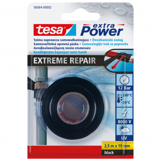 Xtreme 2.5m black Tesa self-amalgamating silicone tape