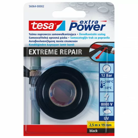 Xtreme 2.5m black Tesa self-amalgamating silicone tape