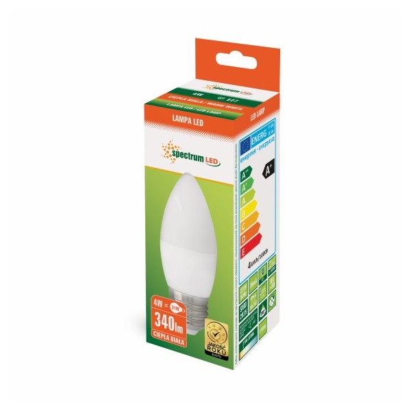 LED candle bulb E27 4W WW 230V Spectrum