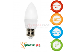 Żarówka LED świecowa E27 4W WW 230V Spectrum