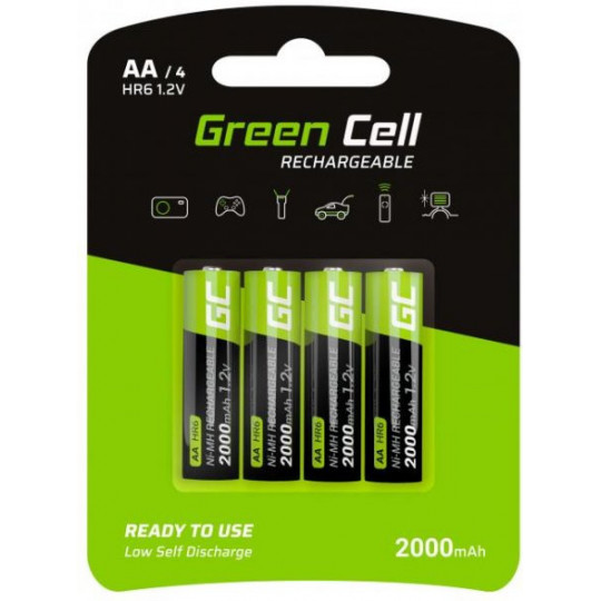 4xAA HR6 2000mAh rechargeable batteries Green Cell GR02