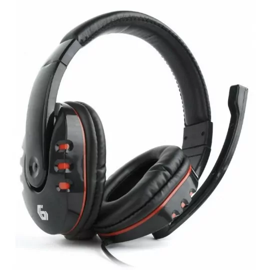 Słuchawki z mikr.nausz. GEMBIRD GHS-402 black/red
