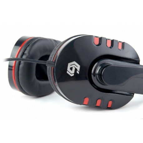 Słuchawki przewodowe z mikrofonem nauszne GHS-402 czarne czerwone GEMBIRD
